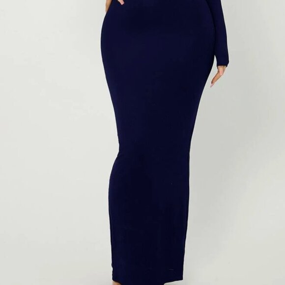 Women's Navy Blue  Long Sleeve Maxi Dress NEW L Large Stretchy Soft - Picture 3 of 7